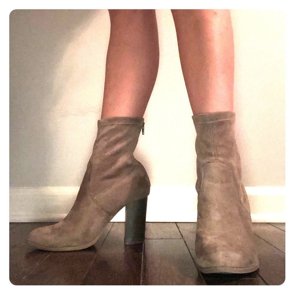 Suede cowboy boot style heels